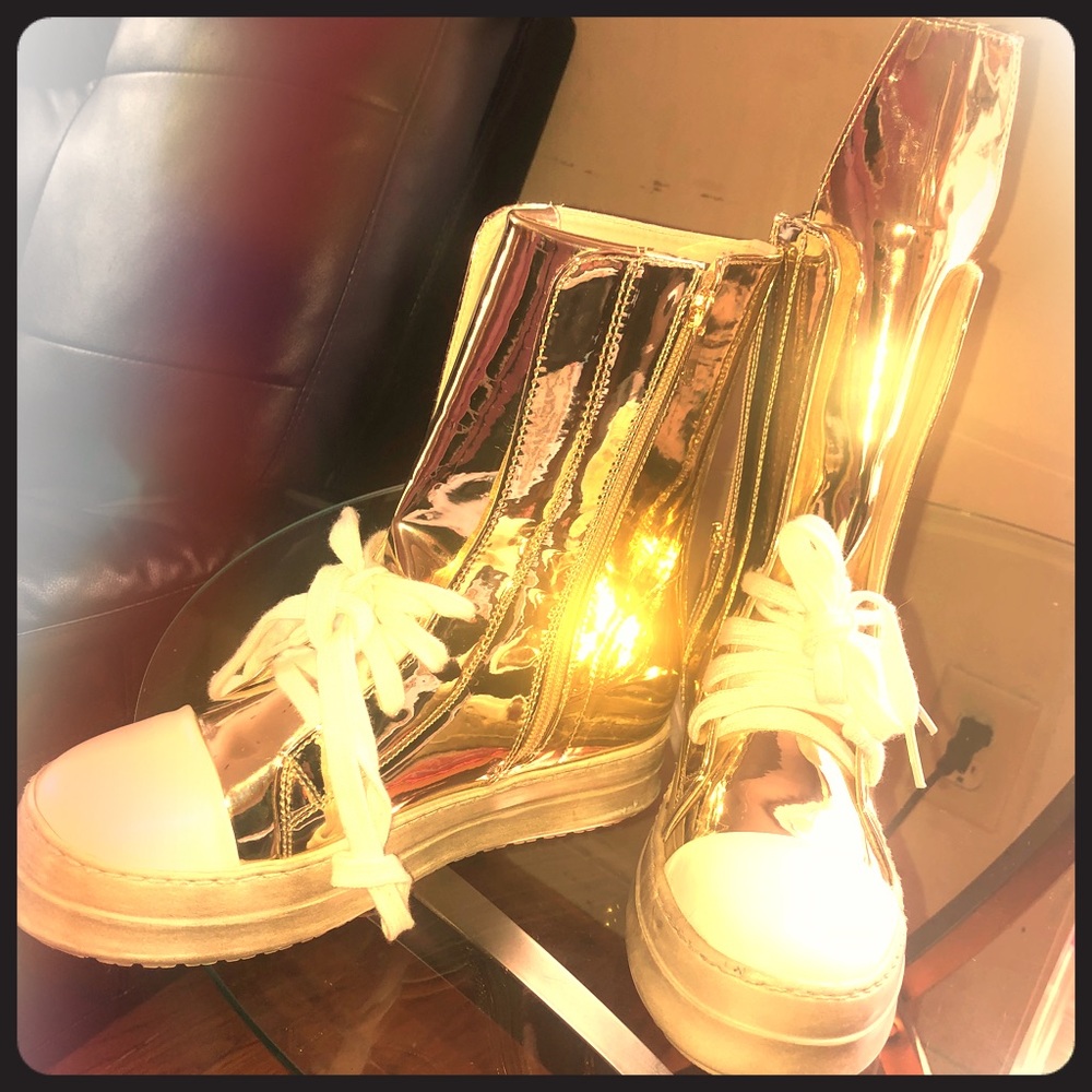 Metallic gold boots